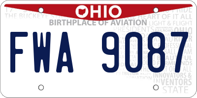 OH license plate FWA9087