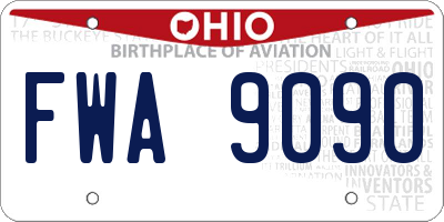 OH license plate FWA9090