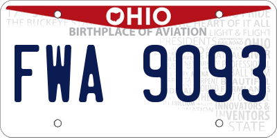 OH license plate FWA9093