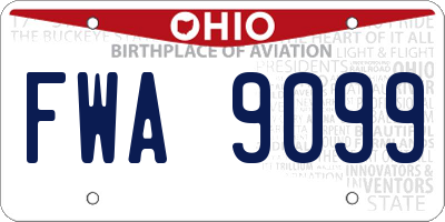 OH license plate FWA9099