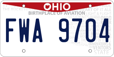 OH license plate FWA9704