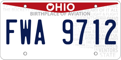 OH license plate FWA9712