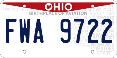 OH license plate FWA9722