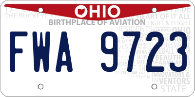 OH license plate FWA9723