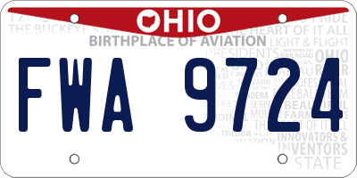 OH license plate FWA9724
