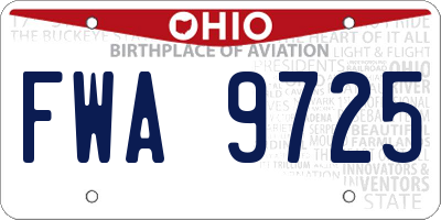 OH license plate FWA9725