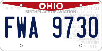OH license plate FWA9730