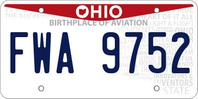 OH license plate FWA9752