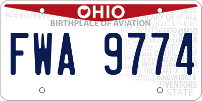 OH license plate FWA9774