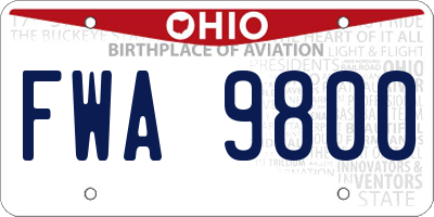 OH license plate FWA9800