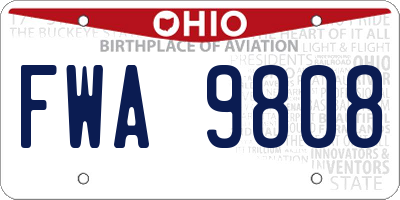 OH license plate FWA9808