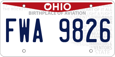 OH license plate FWA9826