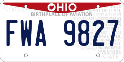 OH license plate FWA9827