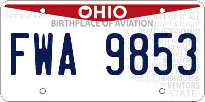 OH license plate FWA9853
