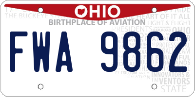 OH license plate FWA9862