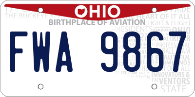 OH license plate FWA9867