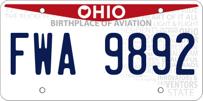 OH license plate FWA9892
