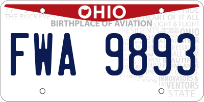 OH license plate FWA9893