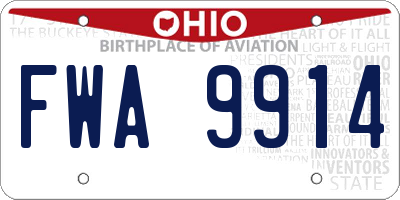 OH license plate FWA9914