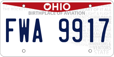 OH license plate FWA9917