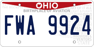 OH license plate FWA9924