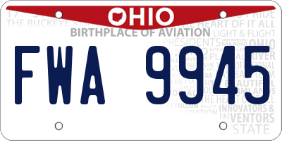 OH license plate FWA9945