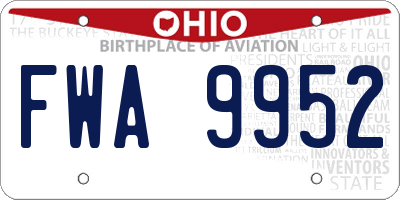 OH license plate FWA9952