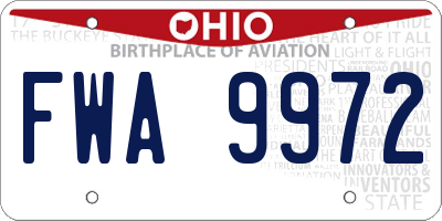 OH license plate FWA9972