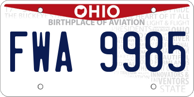 OH license plate FWA9985