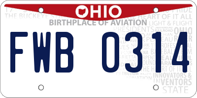 OH license plate FWB0314