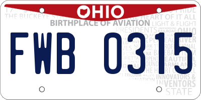 OH license plate FWB0315