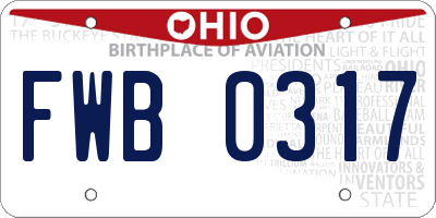 OH license plate FWB0317