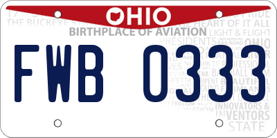 OH license plate FWB0333
