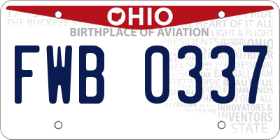 OH license plate FWB0337