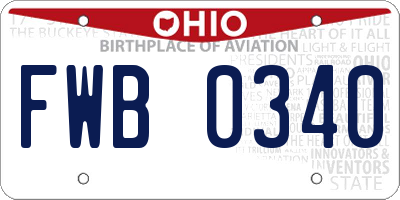 OH license plate FWB0340