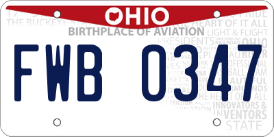 OH license plate FWB0347