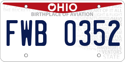 OH license plate FWB0352