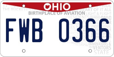 OH license plate FWB0366