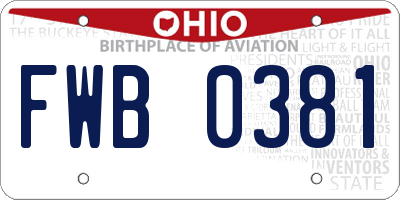 OH license plate FWB0381