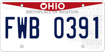 OH license plate FWB0391