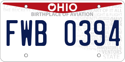 OH license plate FWB0394