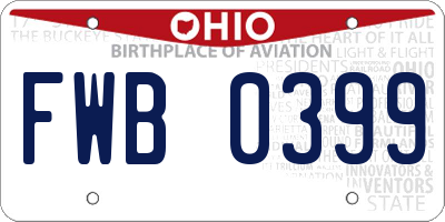 OH license plate FWB0399