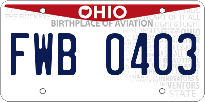 OH license plate FWB0403