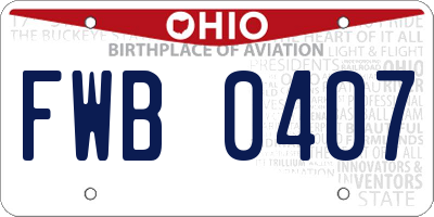 OH license plate FWB0407