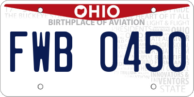 OH license plate FWB0450