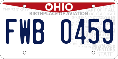 OH license plate FWB0459
