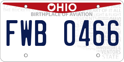 OH license plate FWB0466