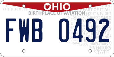 OH license plate FWB0492