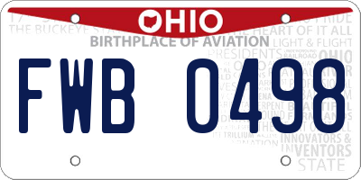 OH license plate FWB0498