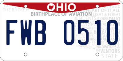 OH license plate FWB0510